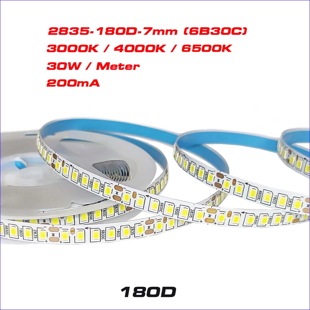 5 metros/rollo SMD2835 cinta LED 100Leds 120Leds 180Leds tira de LED de corriente constante blanco, cálido y neutro para lámpara de Panel