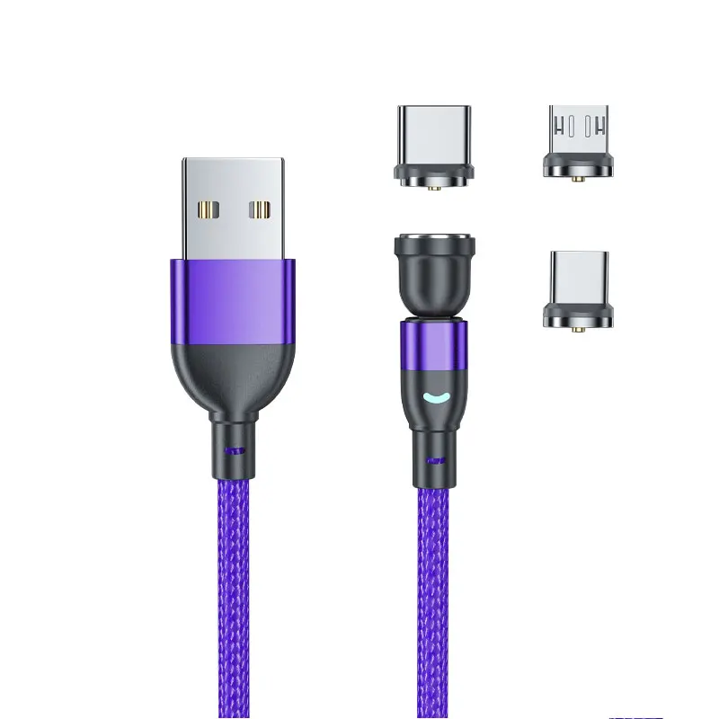Cable magnético giratorio 540, cargador magnético de carga rápida, Cable Micro USB tipo C, Cable de teléfono móvil para iPhone Xiaomi