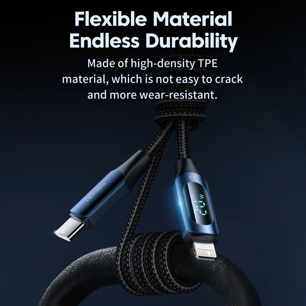 Cable Toocki USB tipo C para iPhone 14 13 12 11 Pro X Xr 8 7 Plus PD 36W cargador rápido cable de datos Lightning para iPad 1m