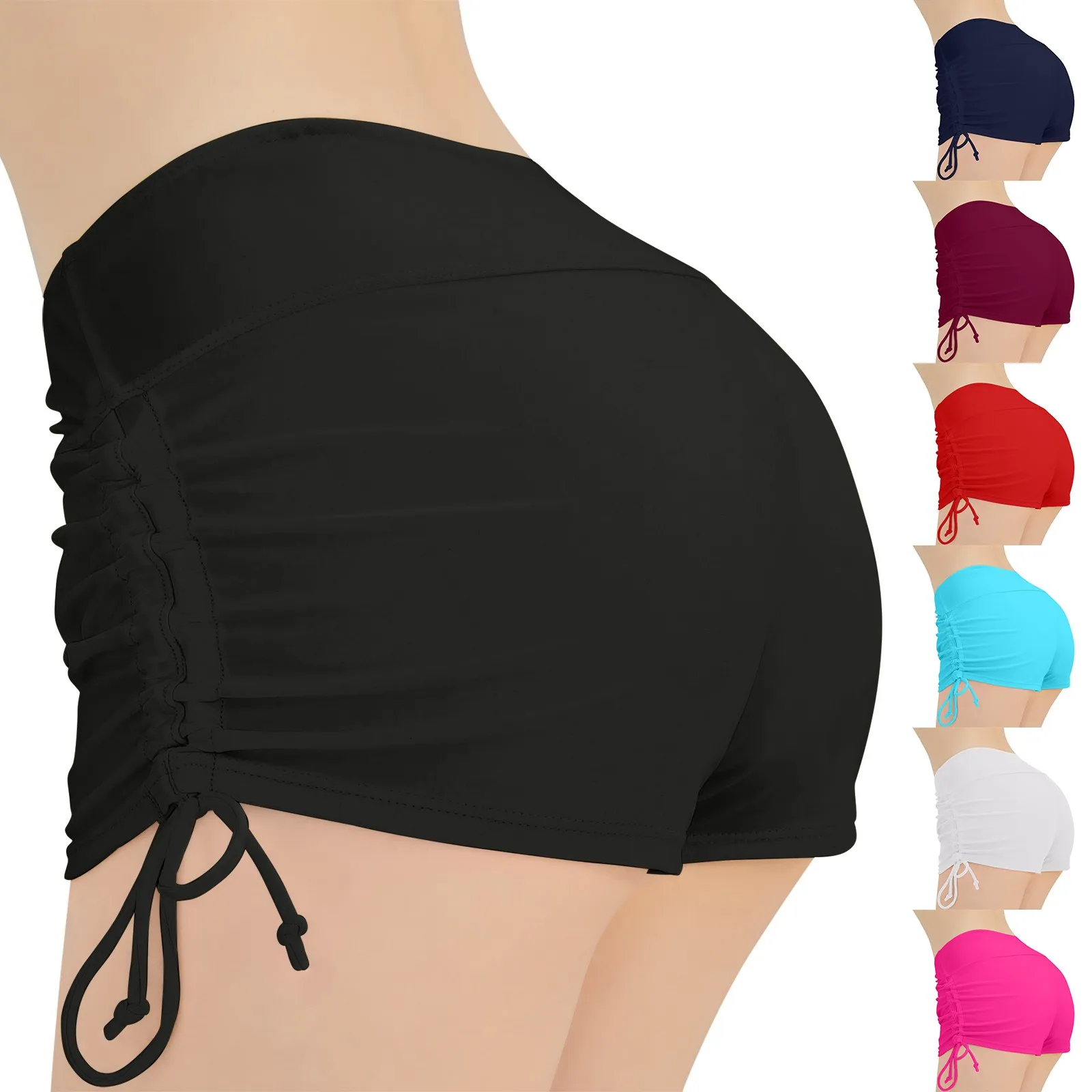 Pantalones cortos de baño para piscina y playa para mujer, pantalones cortos deportivos para Yoga, pantalones cortos de Bikini para nadar, accesorios de traje de baño de Color sólido