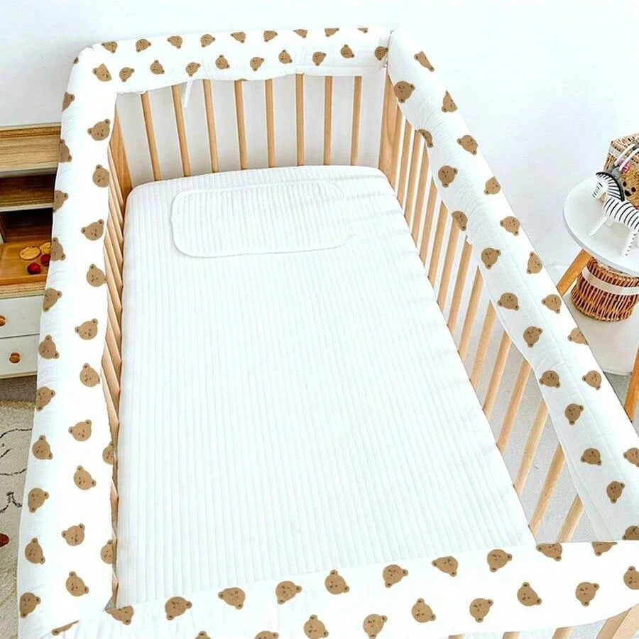3 piezas de tiras protectoras para cuna de bebé, tiras de protección para barandillas de cama, protección de bordes contra mordeduras, malla transpirable en la parte posterior, lindos estampados de animales, lavables a máquina. El regalo perfecto para tu bebé en Navidad, Halloween y Acción de Gracias!