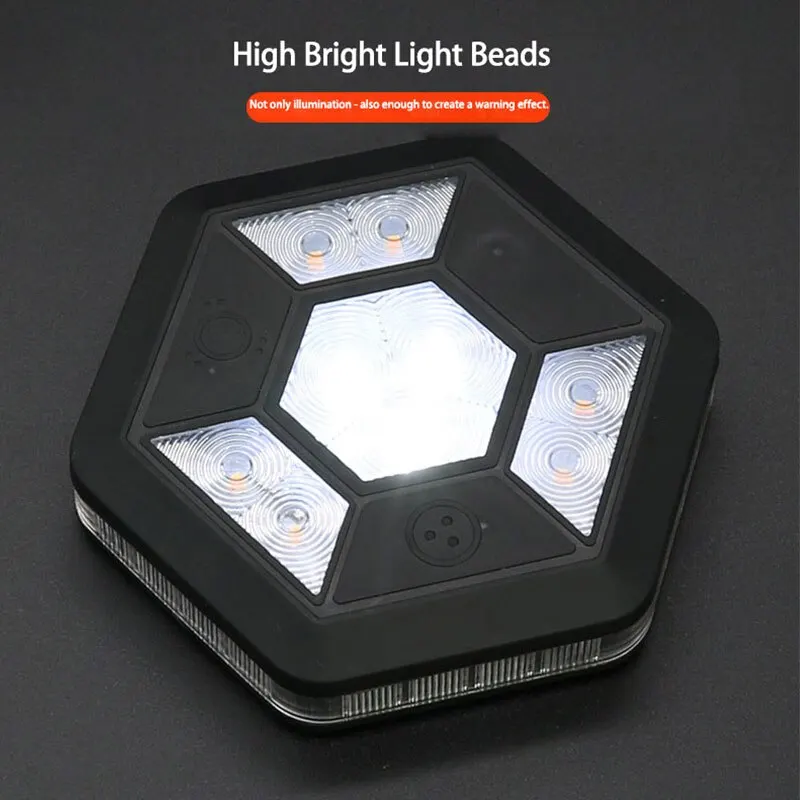 Luz de advertencia COB giratoria de 360 ° para coche, imán de carga USB de emergencia, adsorción nocturna, lámpara intermitente amarilla y blanca, luces de techo para maletero