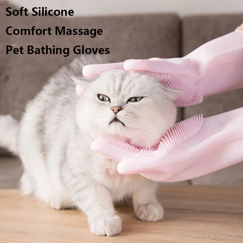Guantes mágicos de silicona para limpieza de mascotas, esponja limpiadora de lavado de platos, depilación, champú de baño para perros y gatos