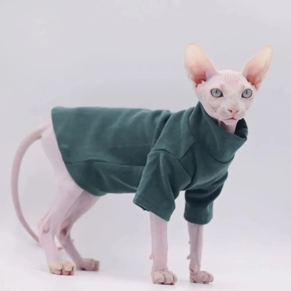 Sphynx-ropa para gatos de algodón suave para bebé, traje de invierno para gato, Color sólido, Devon, suéter sin pelo para gato, disfraz, ropa para mascotas