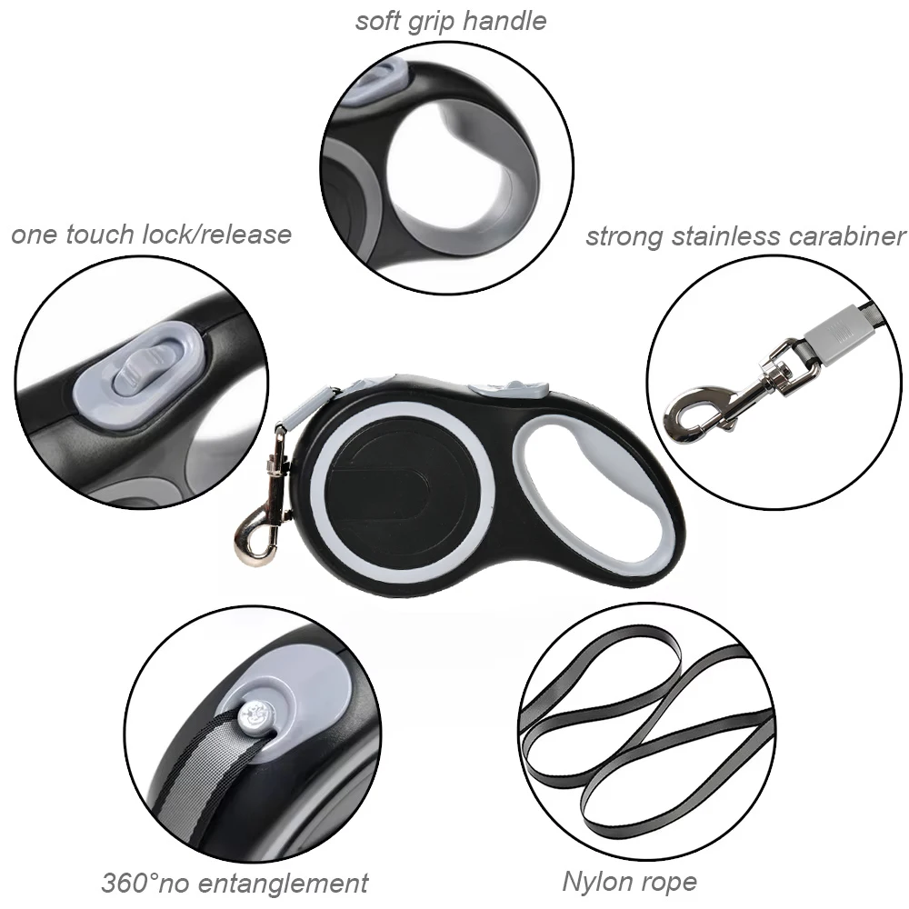 Correa para perro de 3m, 5m, 8m, 50kg, Collar de ruleta retráctil para accesorios para perros pequeños y grandes, cuerda ajustable duradera para caminar, senderismo, Bulldog