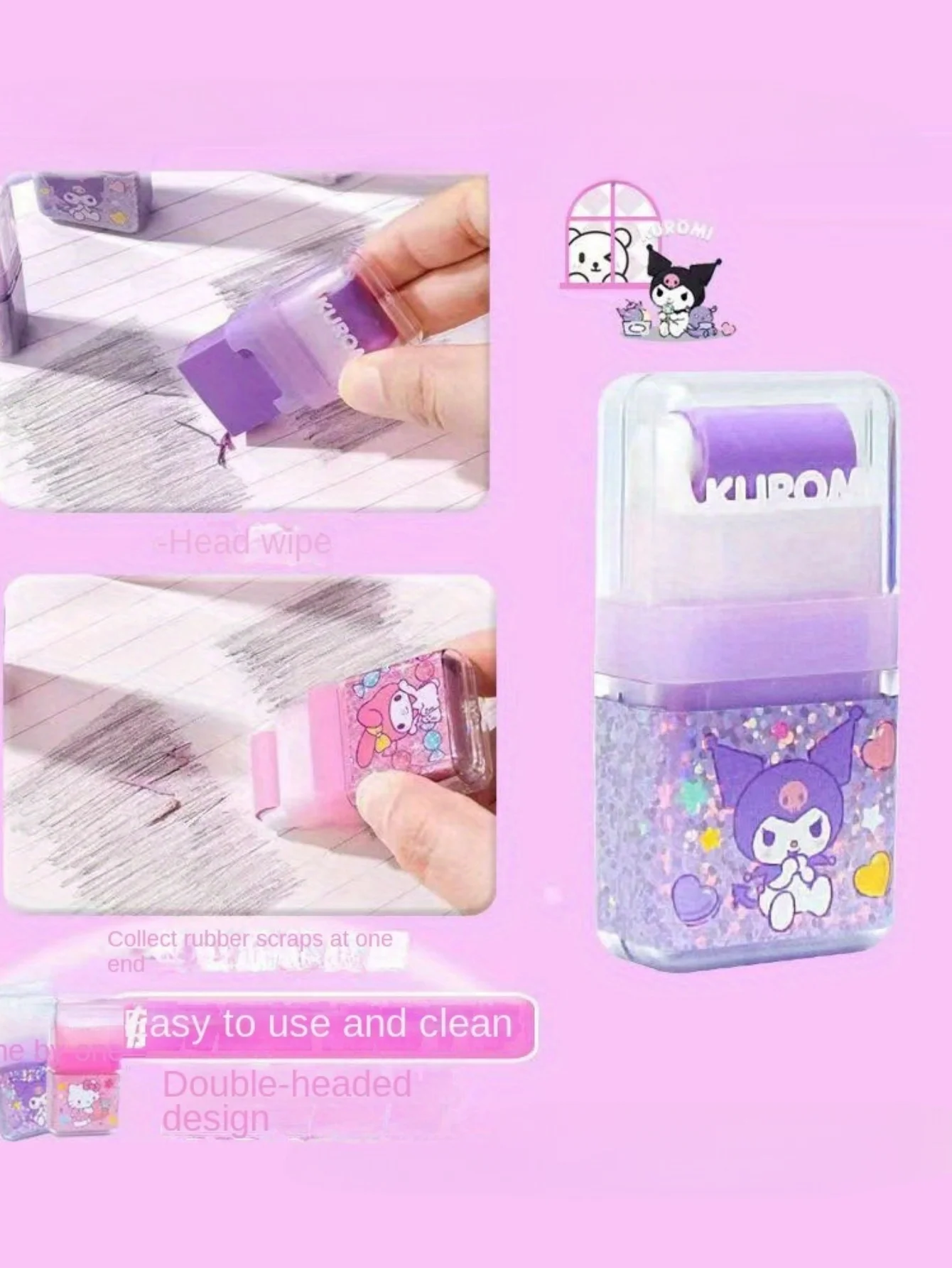 1 unidad de borrador creativo y lindo con imagen de dibujos animados de Hello My Melody, Kitty, Kuromi y Cinnamoroll