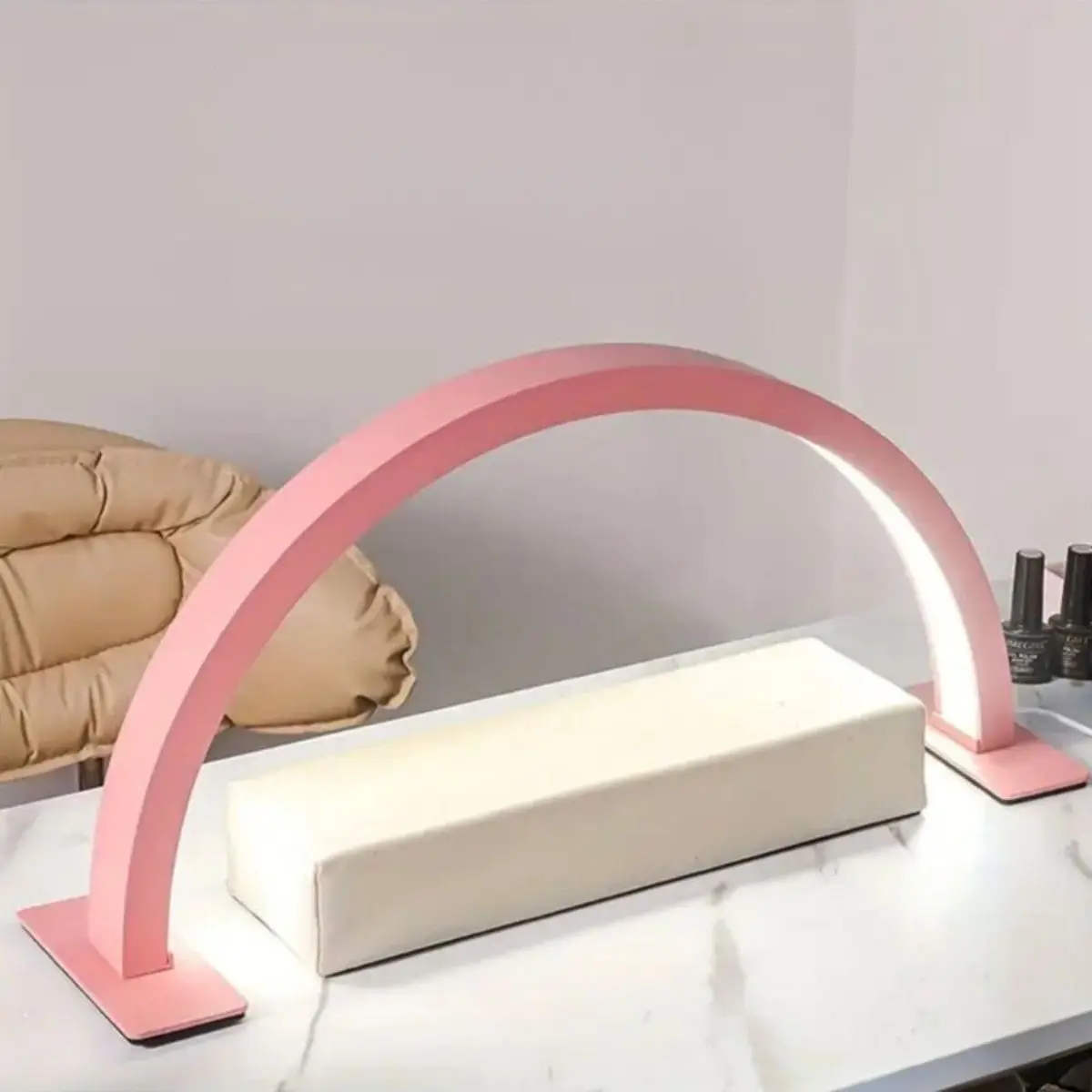 Lámpara de uñas de media luna con 3 temperaturas de color, luz LED de arco regulable, sin deslumbramiento, cuida la vista, para arte de uñas y extensión de pestañas