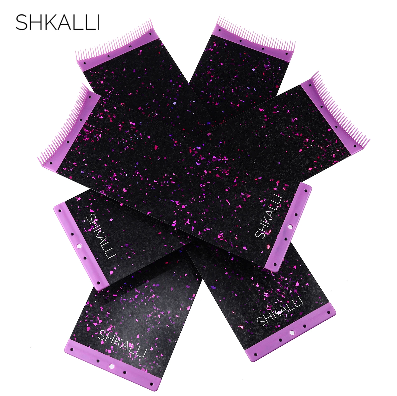 SHKALLI Tabla de fibra de carbono para teñir el cabello con peine integrado, copos de purpurina, herramienta profesional ligera para mechas