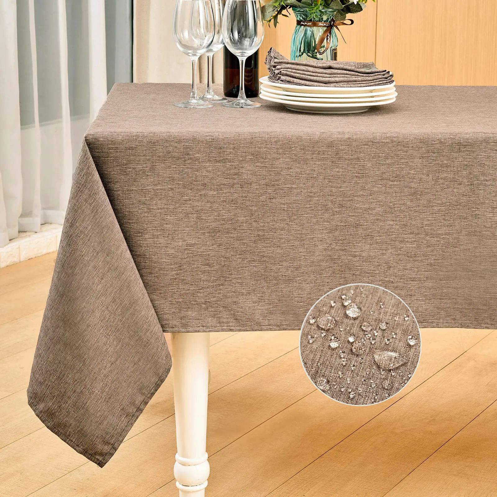 Mantel rectangular impermeable, mantel de granja, antiencogimiento, suave y resistente a las arrugas, cubierta de mesa de tela decorativa