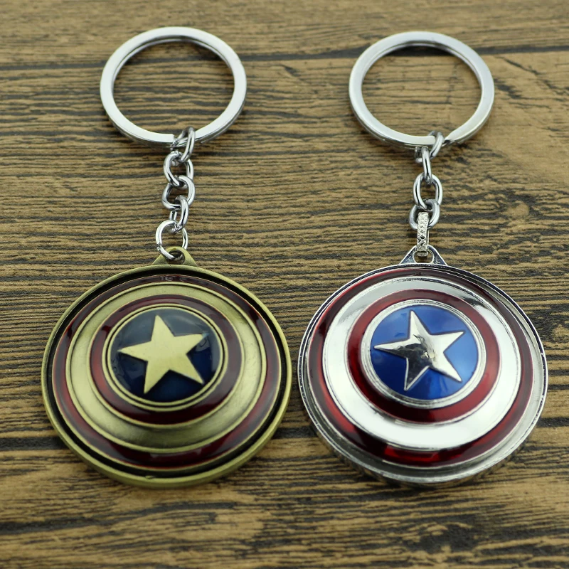 Llavero con Escudo del Capitán América, Divertido y Creativo, Giratorio, Superhéroe de los Vengadores, Accesorio para Mochila y Llaves de Coche