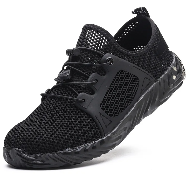 Zapatos de seguridad calados de verano, zapatos de trabajo con punta de acero para hombres, zapatillas ligeras de seguridad indestructibles con protección contra perforaciones