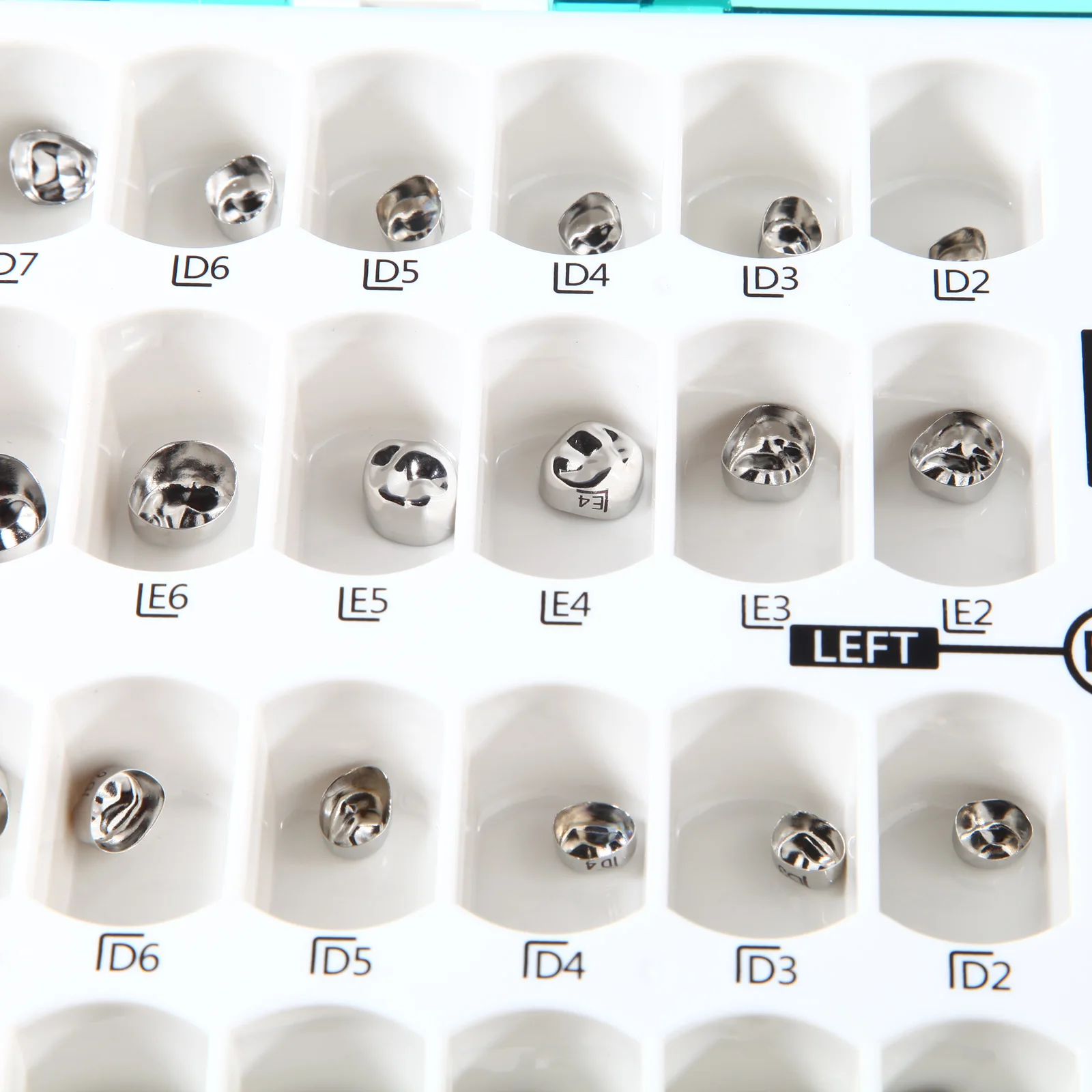 1-5 Juegos de Coronas Dentales Preformadas de Acero Inoxidable para Molares Primarios, Kit de 48 Coronas Temporales para Niños, Suministros para Dentistas Pediátricos