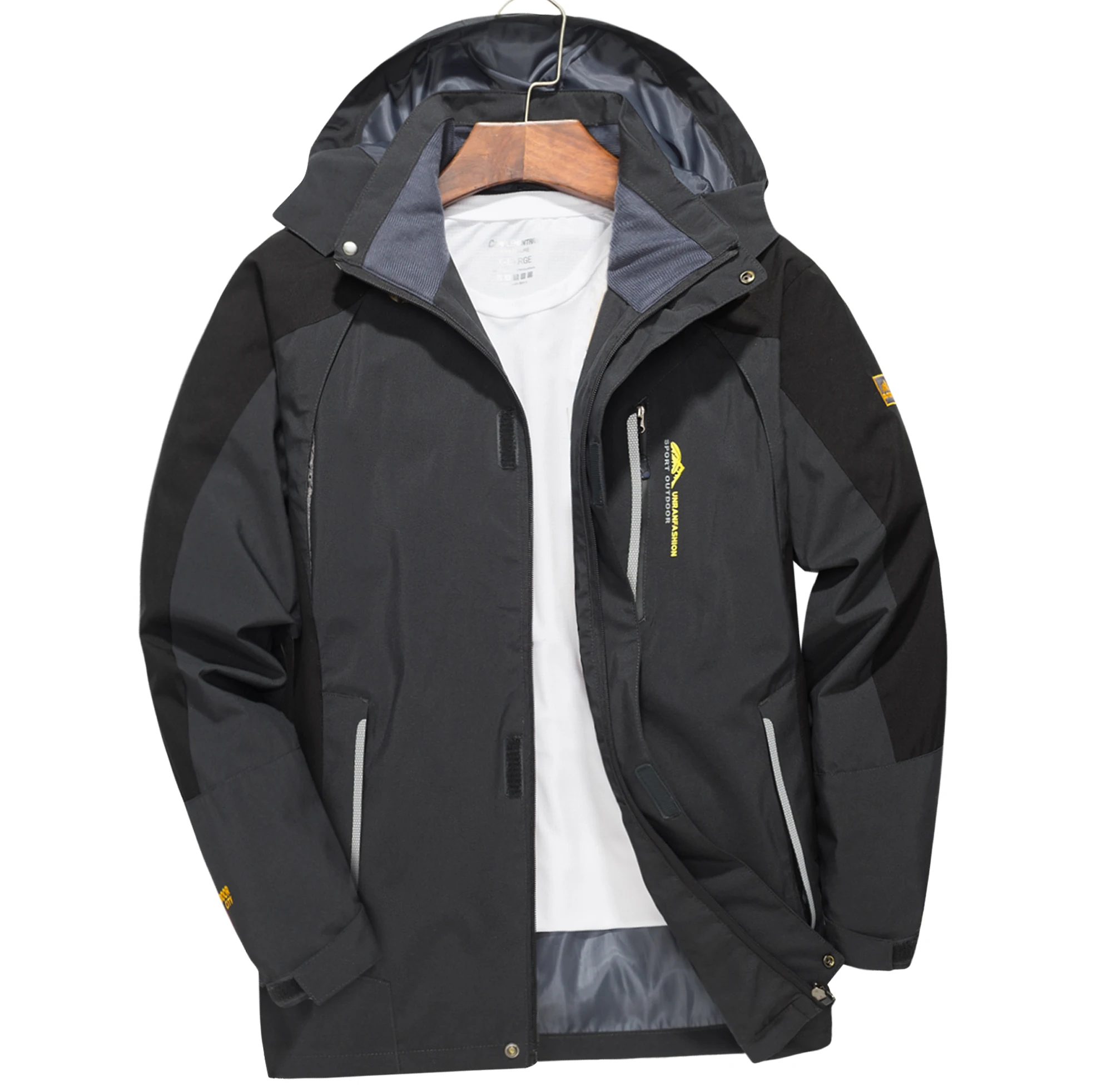 Chaqueta de senderismo impermeable para hombre, cortavientos a prueba de viento de gran tamaño, Camping, caza, correr, senderismo, pesca, abrigo para hombre al aire libre