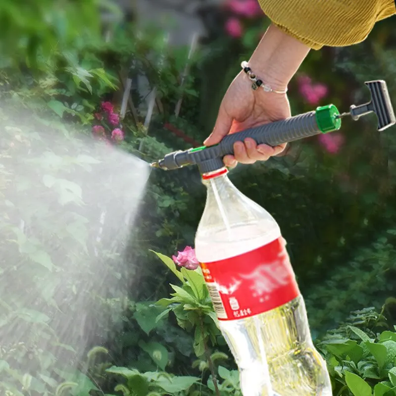 Rociador de riego para jardinería, botella de bebida, bote de riego, pequeño cabezal de pulverización ajustable de presión manual de alta presión