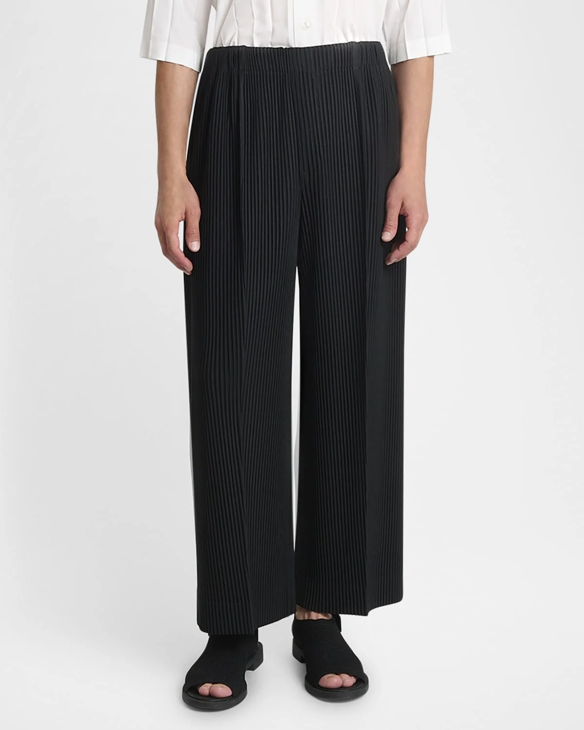 Miyake Pantalones plisados para hombre, pantalones de moda holgados con pierna ancha