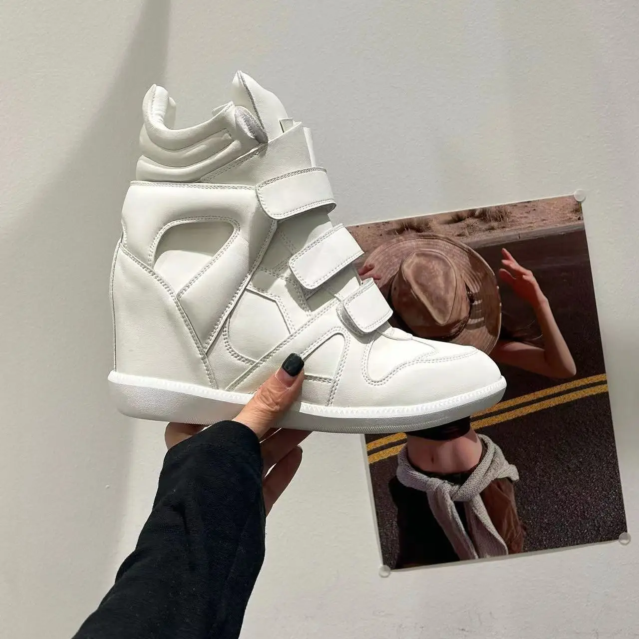 Botines de Mujer, Nuevos 2026, de Cuero Genuino, Plataforma Alta, Estilo Deportivo, Tacones de Cuña de 8CM, Diseño de Botas de Nieve