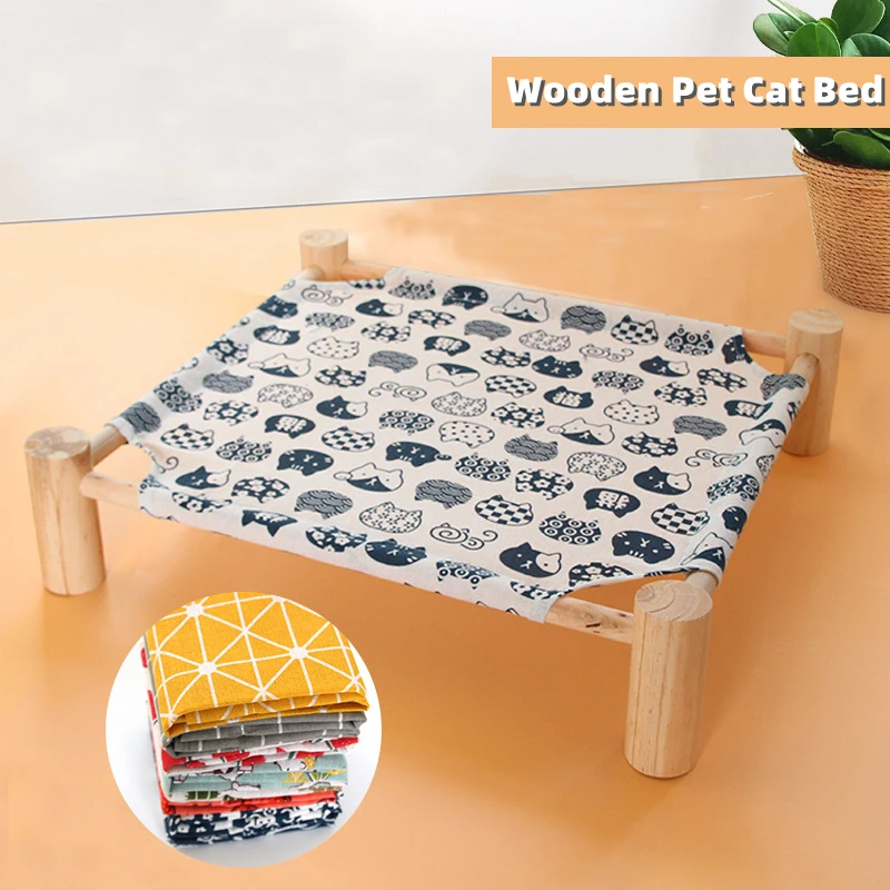 Cama Universal para gatos y perros, hamacas para mascotas, extraíbles y transpirables, con marco de madera duradero, para exteriores