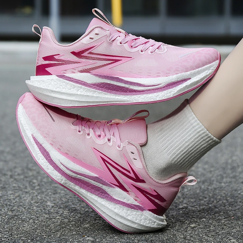 Zapatillas de Running para Hombre con Placa de Carbono y Amortiguación de Aire, Transpirables y Ligeras; Zapatillas Deportivas Cómodas y Antideslizantes para Mujer