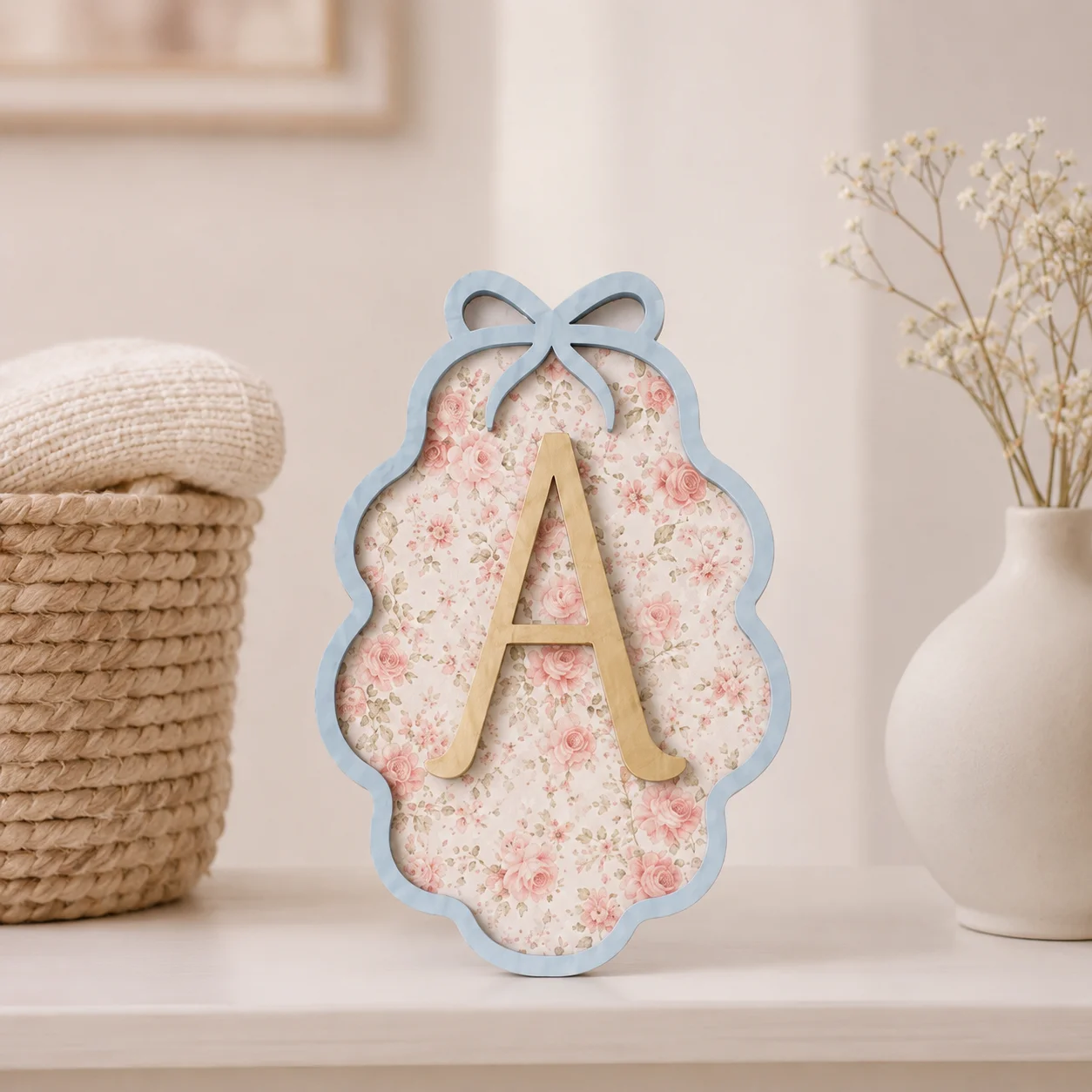 1 placa de madera con letra personalizada y diseño floral, decoración para pared de casa, habitación u oficina, pintable, regalo de cumpleaños o boda
