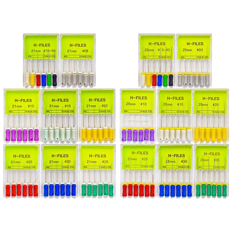 Limas Endo dentales de acero inoxidable JUMTOP, limas H para uso manual, taladros para conducto radicular de odontología