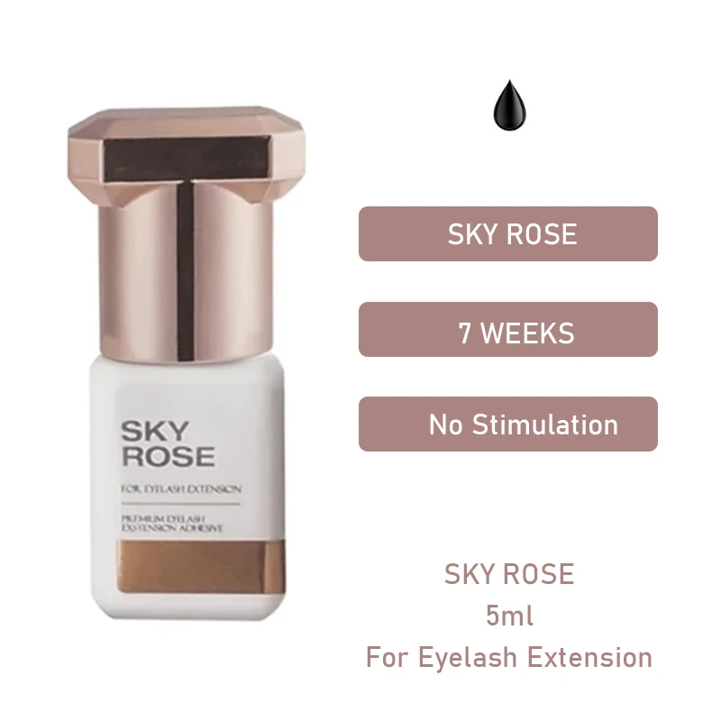 5 botellas de pegamento rosa cielo Original Corea Flase suministros de extensión de pestañas 5ml herramientas de maquillaje para tienda de belleza adhesivo saludable