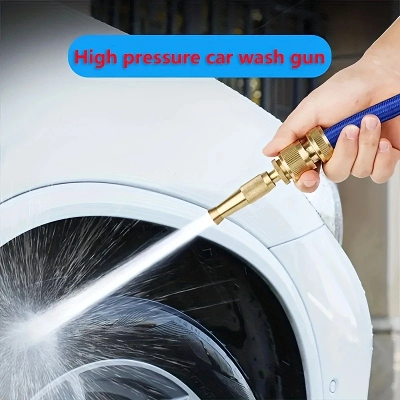 Pistola de agua para manguera de lavado de coches, boquilla de manguera ajustable de latón, pistola de alta presión para limpieza de automóviles, pistola recta de cobre, riego de jardín