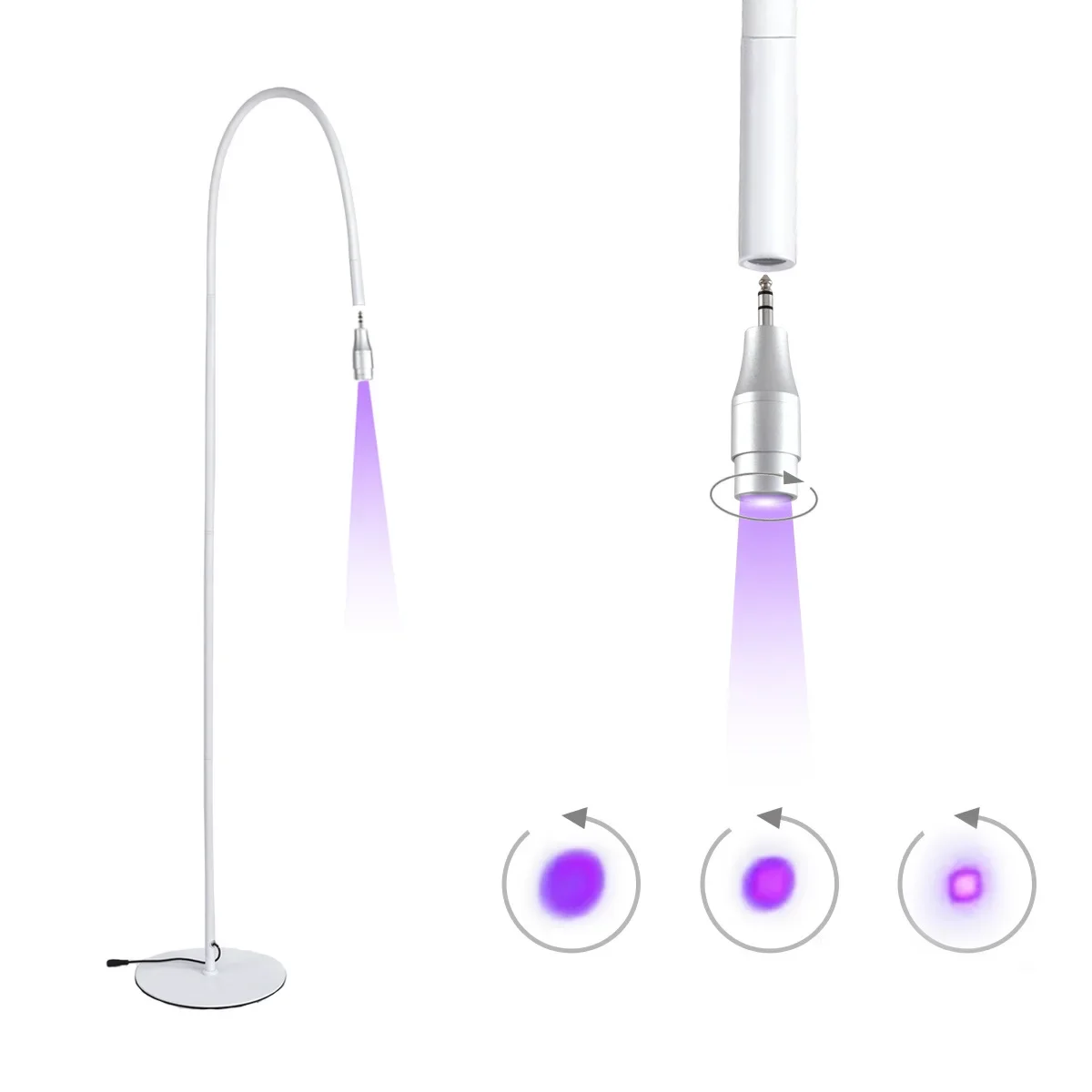 Lámpara de curado UVLED con interruptor de pie, lámpara de piso de enfoque ajustable, injerto de pegamento de pestañas, herramienta de belleza de luz púrpura de secado rápido, 5W/10W