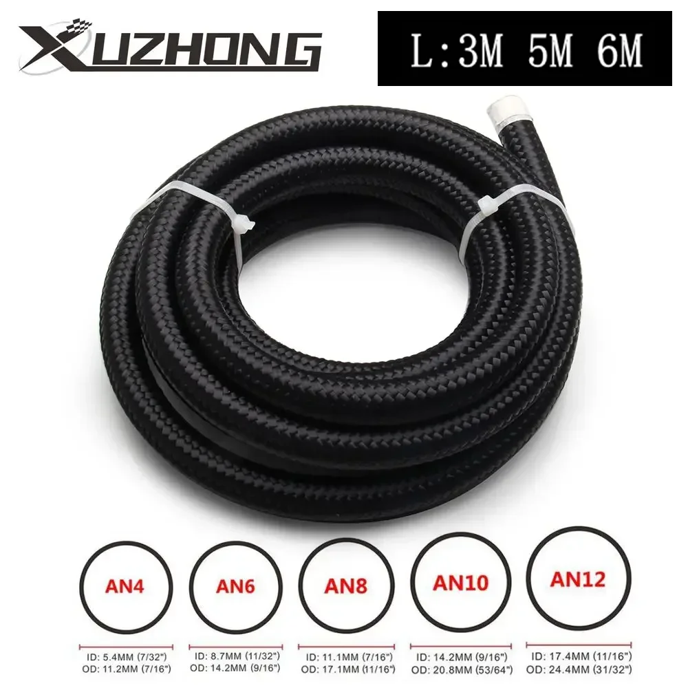 Manguera de combustible de aceite de 3M, línea de Gas de aceite AN4 AN6 AN8 AN10 AN12, manguera de enfriador de 10 pies, tubo de tubo trenzado de acero inoxidable de nailon en Stock nuevo