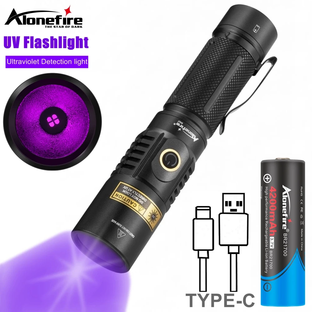 Linterna UV de 20W, 395/365nm, recargable por USB, luz negra, curado, tiña para gatos, marcador para manchas de orina de mascotas, fuga, mineral, dinero, luz de escorpión
