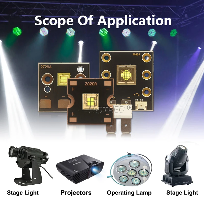 Luz LED de escenario de alta potencia 40W 60W 80W 90W 150W 200W 300W 400W 3V5V12V blanco frío luminoso para cabeza móvil Disco DJ lámpara Accesorios
