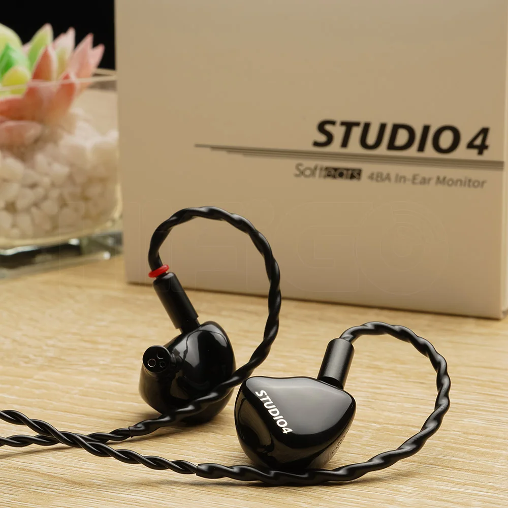 Softears Studio Series Studio4 4 BA Driver Monitores intrauditivos Auriculares 4 conductores Crossover de 3 vías Profesional HiFi IEMs HiFiGo