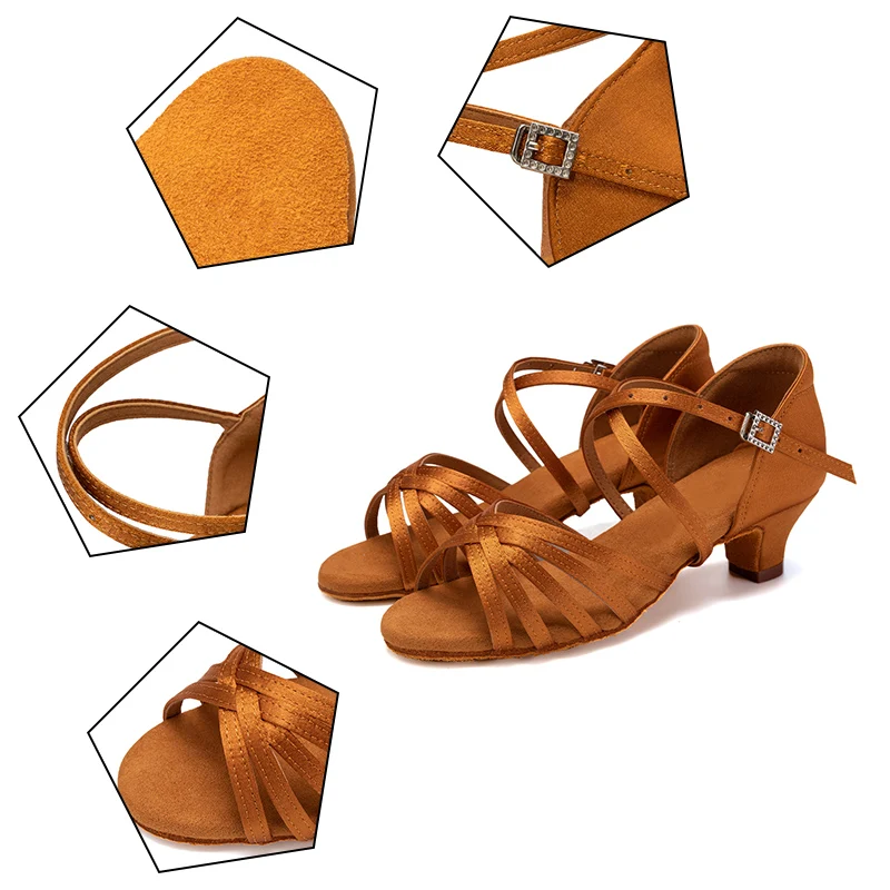 Zapatos de baile latino para niñas y mujeres, zapatos de salón modernos para baile de Tango y Salsa, zapatos de entrenamiento de tacones medios