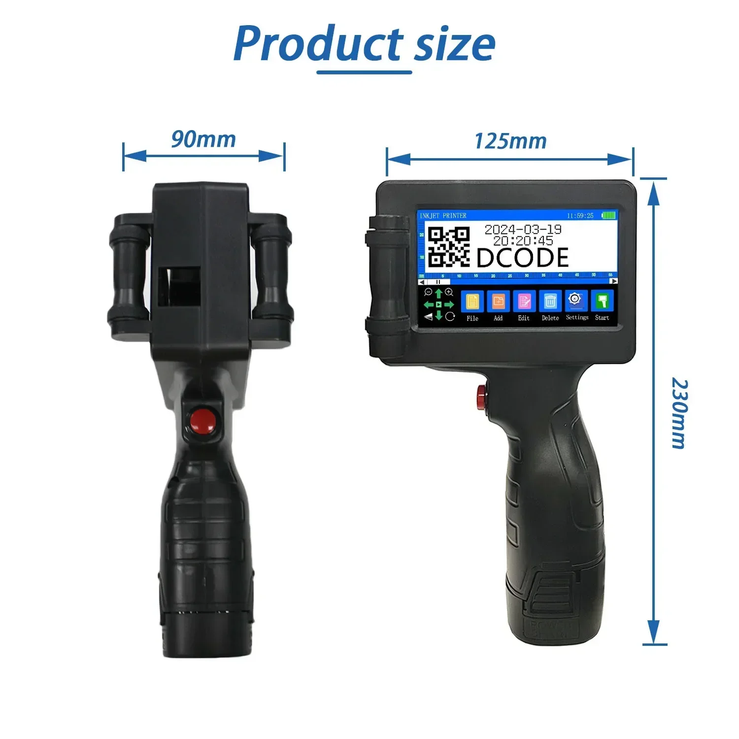 Impresoras portátiles DCODE 1755PLUS de 12,7mm, impresora de inyección de tinta portátil, texto, código de barras QR, número de lote, logotipo, imagen, fecha, máquina de impresión