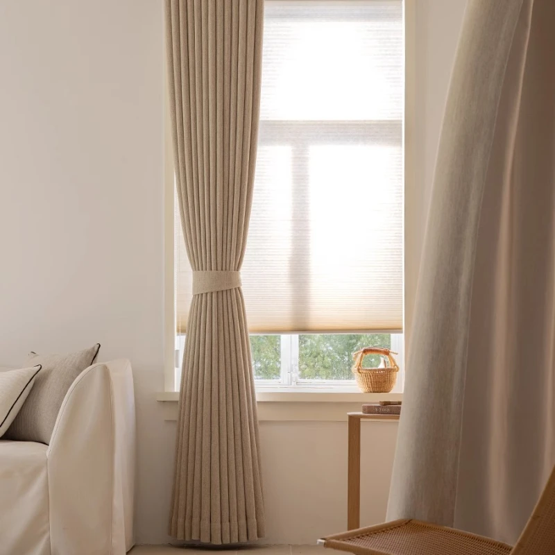 Nuevo estilo chino Jacquard chenilla gruesa opaca Retro cortinas de algodón y lino para sala de estar comedor dormitorio personalizado