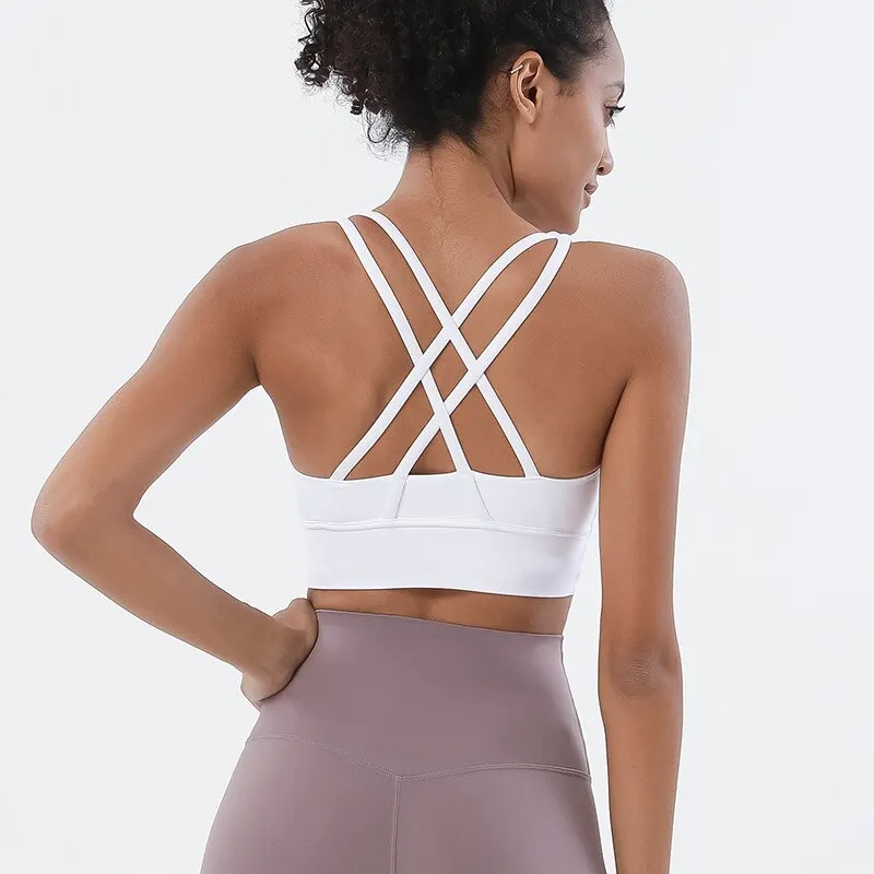 Sujetador deportivo de nailon para mujer, ropa interior transpirable, Sexy, para Yoga y gimnasio