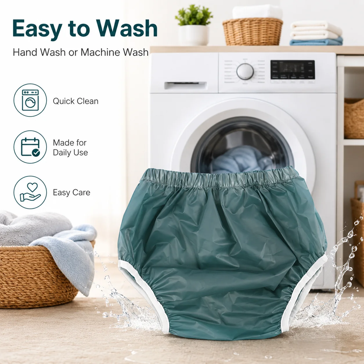 Calzoncillos protectores para el hogar, lavables, reutilizables, suaves y silenciosos, con cintura elástica ajustable y flexible para el cuerpo, 1 unidad