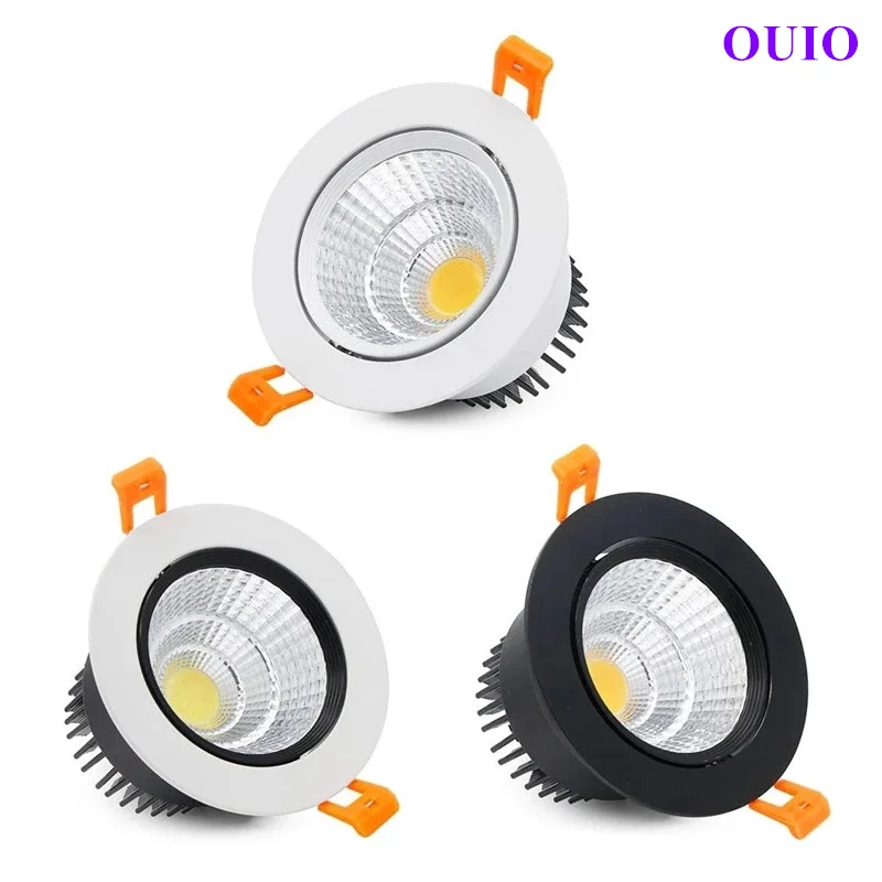 Luces empotradas redondas regulables LED 20W 15W 12W 9W 7W 5W COB lámparas de techo focos AC90 ~ 260V controlador de potencia de iluminación interior