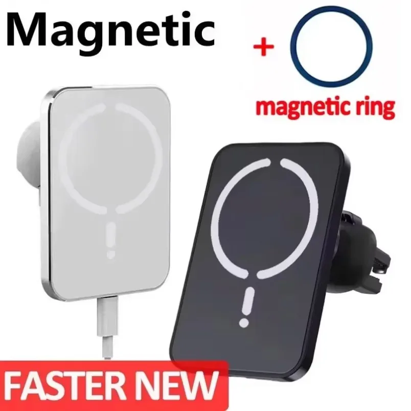 Soporte Magnético para Cargador Inalámbrico de Coche, Carga Rápida de 15W para iPhone 12 13 14 15 16, Samsung, Teléfono Qi, Rotación de 360°, Clip de Ventilación, Sin Cable