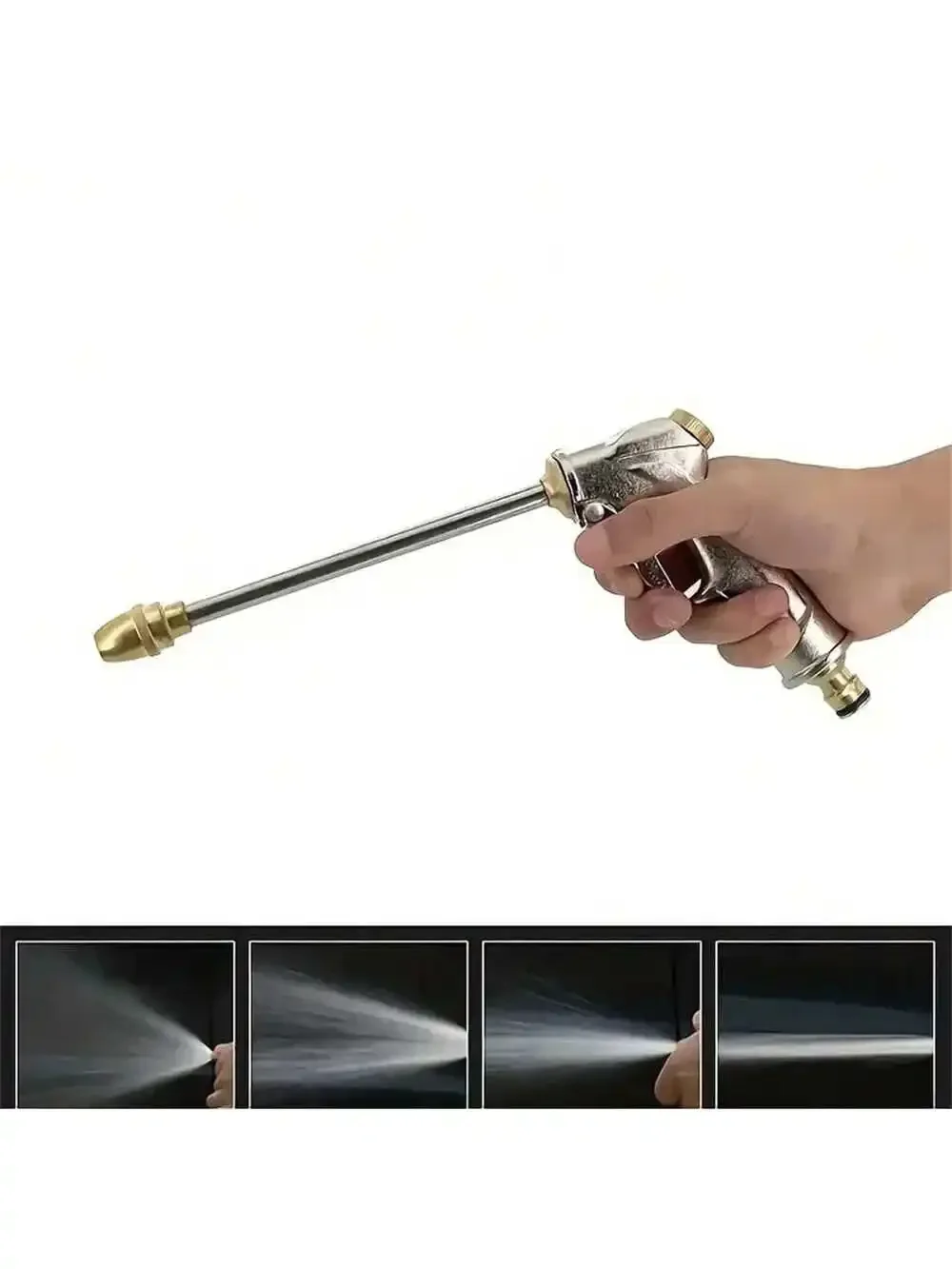 Pistola de agua de varilla larga de alta presión de Metal, portátil y ajustable, con olla de espuma de 100Ml, Kit de riego de jardín