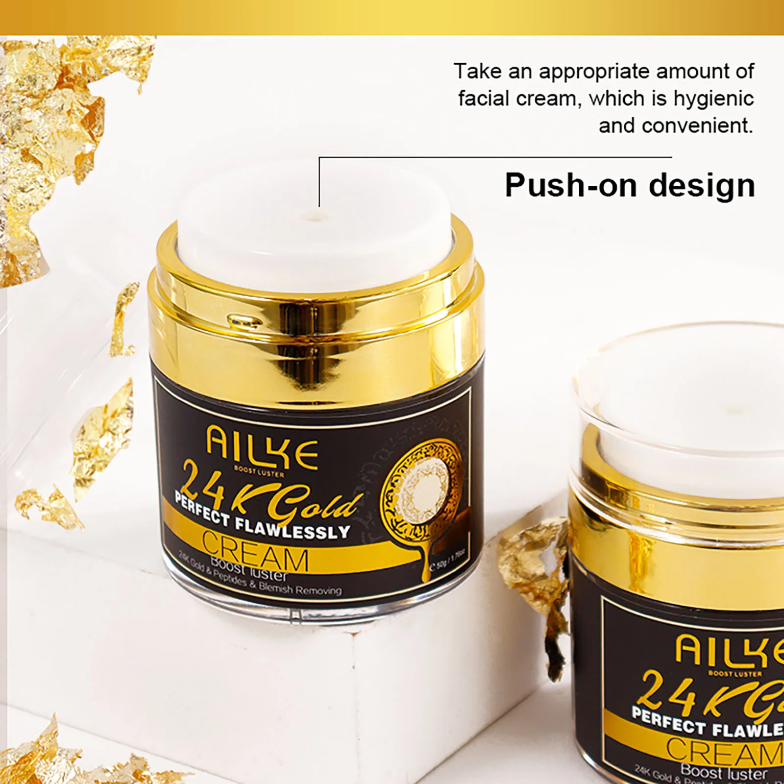 AILKE 24k Gold Crema facial perfecta y impecable, blanqueadora, reduce las manchas oscuras, la melanina, mejora la piel opaca, con vitamina de glutatión