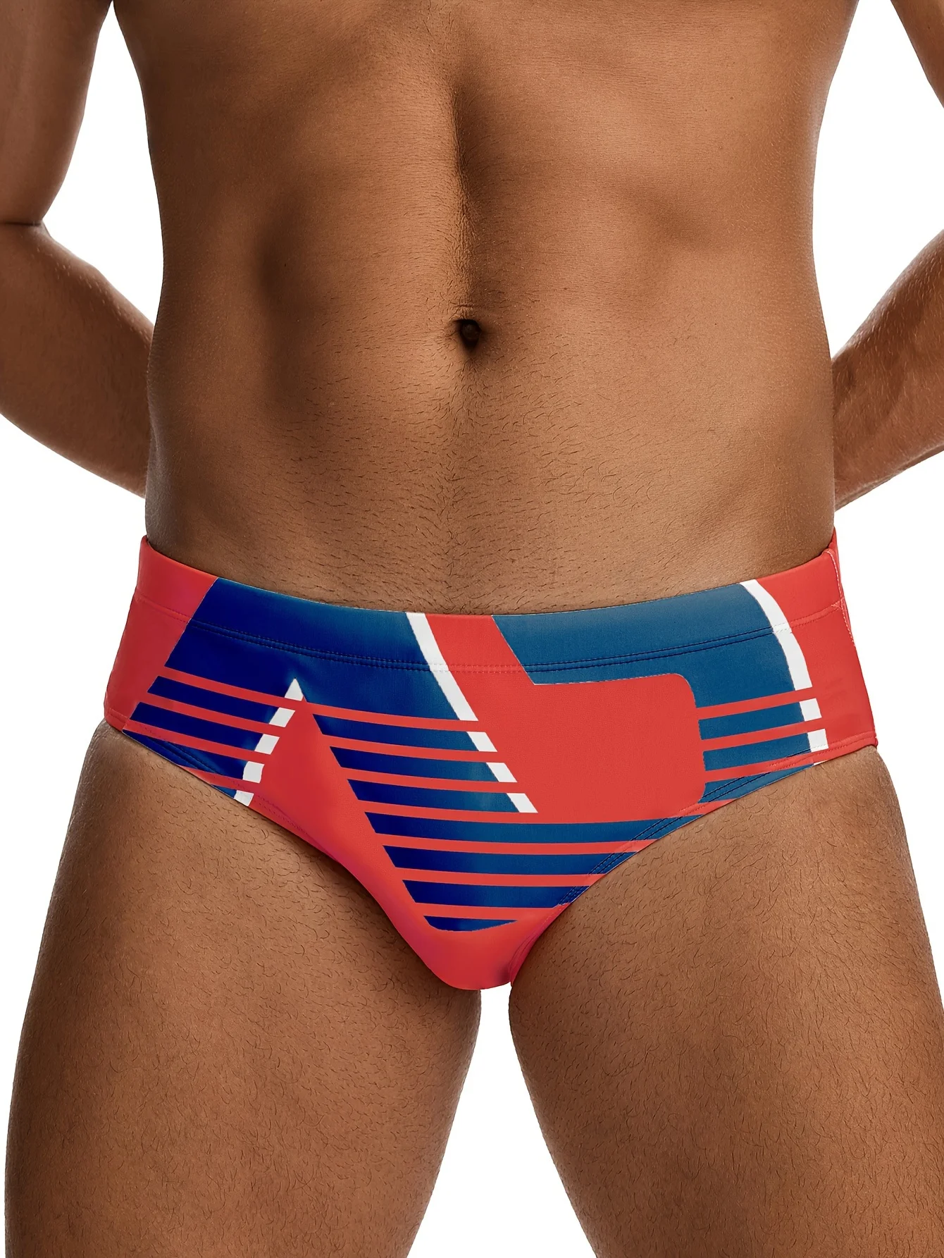 Ropa Interior Masculina con Estampado Gráfico de Triángulos, Traje de Baño para Hombre, Shorts de Baño para Playa de Verano