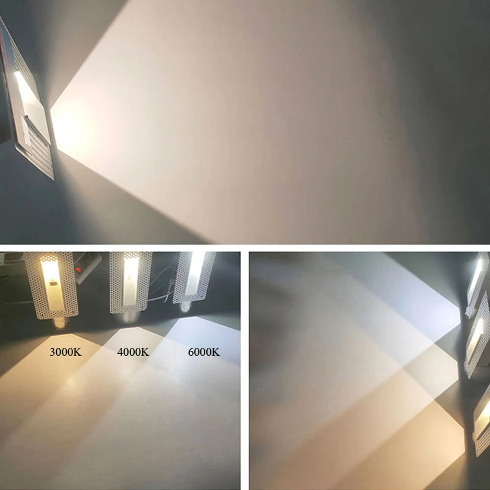 Lámparas de pared LED sin marco integradas para escaleras, Sensor de movimiento de 3W, escalera interior para dormitorio, vestíbulo, esquina, luz nocturna inteligente, 100-240V