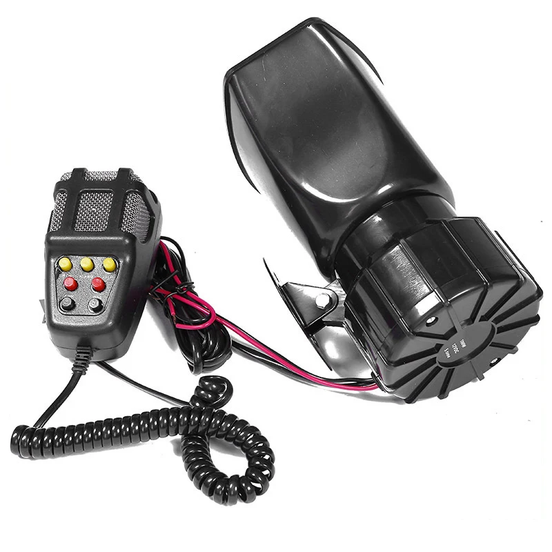 EAFC bocina de coche 7 sonidos sirena de coche bocina de aire tono sirena de coche bocina micrófono PA sistema de altavoces amplificador de emergencia sirena 12V