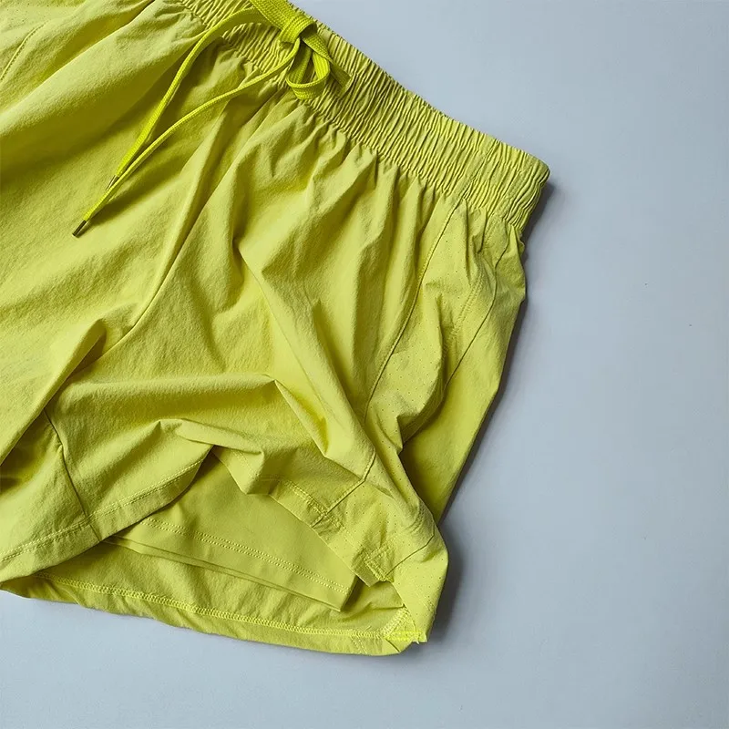 Pantalones cortos de Yoga para correr altos de verano para mujer, pantalones cortos de Control para correr, pantalones cortos de ocio 2 en 1, pantalones cortos de ciclismo, pantalones cortos deportivos