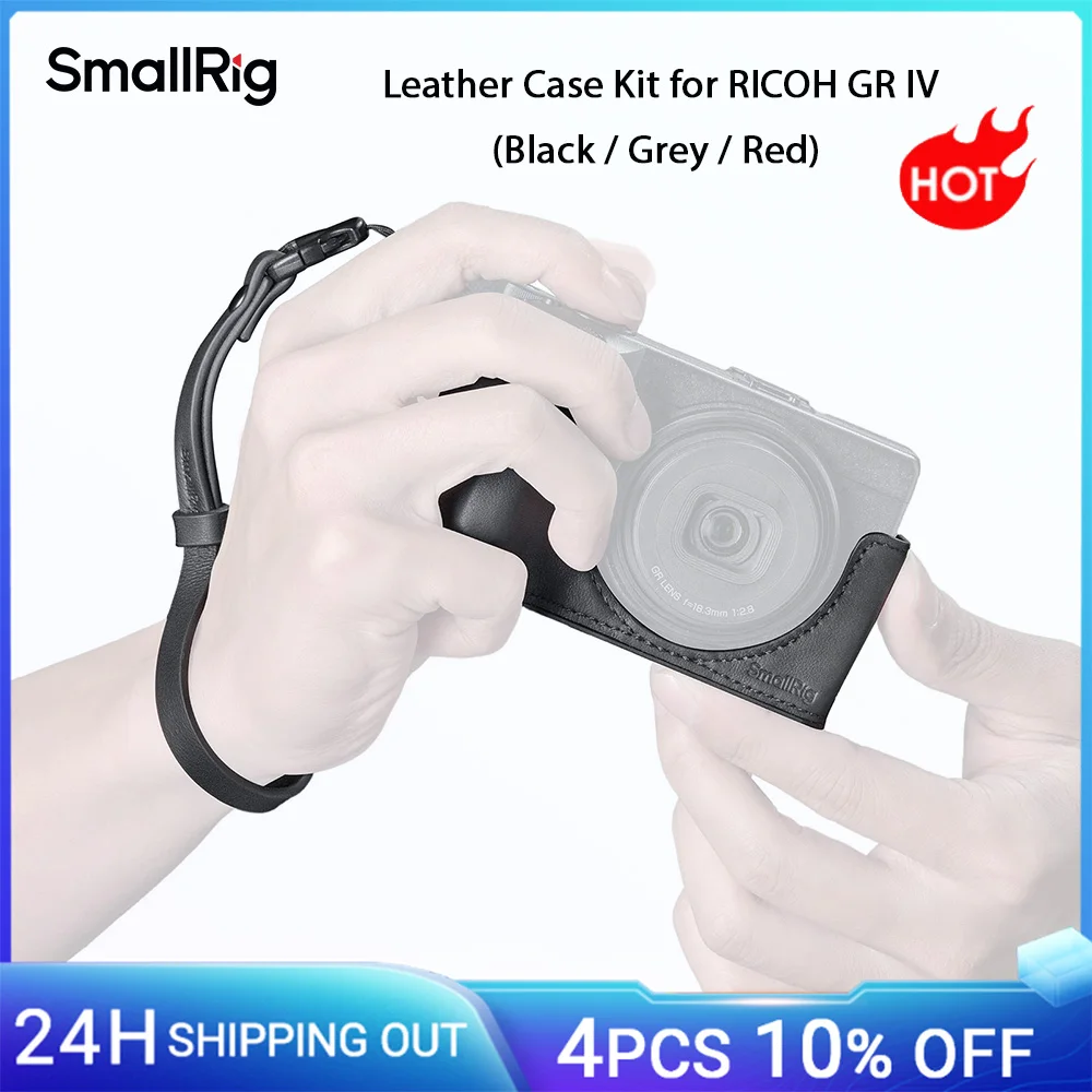 Funda de Cuero SmallRig GR IV, Kit de Funda para Cámara RICOH GR IV / GR III / GR IIIx / GR III HDF / GR IIIx HDF, Negro/Gris/Rojo