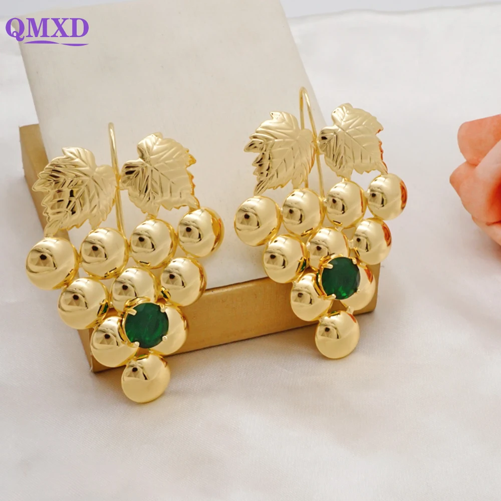 Pendientes bohemios de moda para mujer, aretes de gota de uva, pendientes africanos, pendientes de gota de cobre de Color dorado de fruta para mujer, regalo de fiesta de boda
