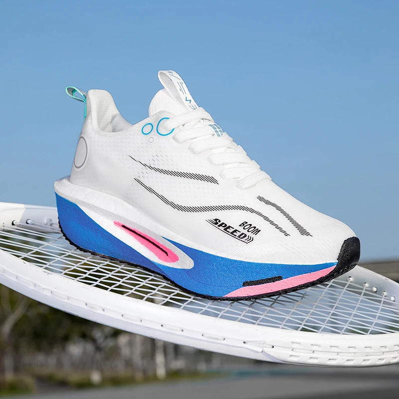 Zapatillas para correr con tabla de carbono Unisex, zapatillas profesionales para maratón, ligeras, con almohadilla que rebota, transpirables, con soporte estable para mujer