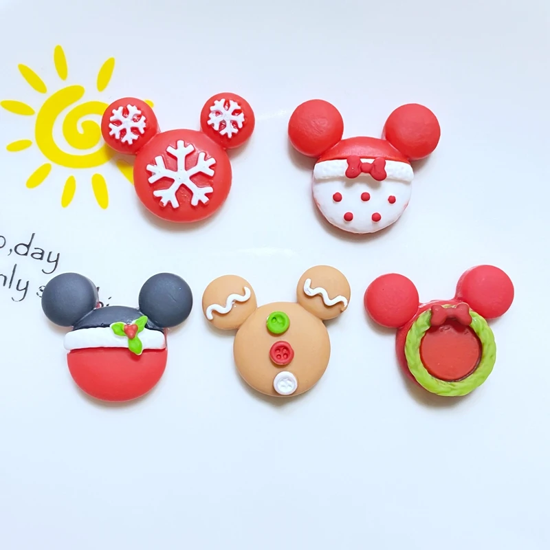 Mini cabujones de resina de dibujos animados de Navidad, accesorios de decoración artesanal de joyería, Parte posterior plana, álbum de recortes, 10 piezas