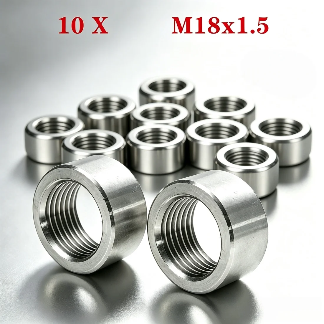 10X 304 M18 X 1.5 Tuerca de soldar de acero inoxidable para sensor de oxígeno O2, tuerca para soldar en el tubo de escape del coche, repuesto para silenciador.