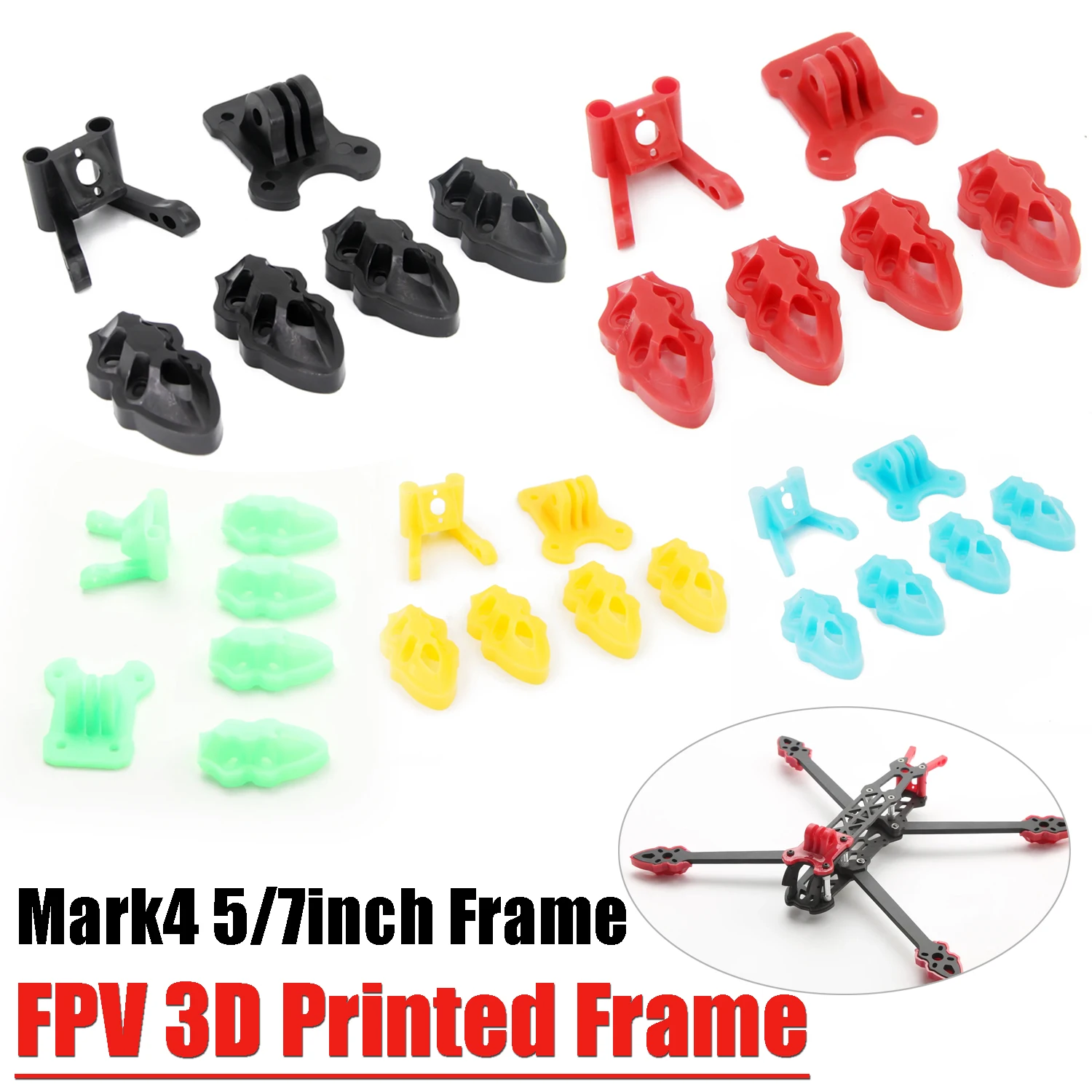 Kit de Impresión 3D para Marco FPV Mark4 de 5/7 Pulgadas, Base de Montaje para Cámara/Antena/Motor, Piezas para Dron de Carreras FPV RC Quadcopter